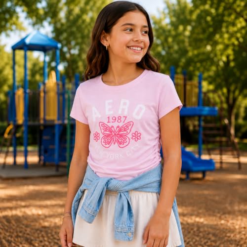Image of Girls T-Shirts, Soft Cotton Blend Short Sleeve Crewneck Logo Tee (7-16) | Breathable Everyday Feel, Fun Graphic Personality, Pairs with Jeans, Skirts & Leggings for School, Play & Weekends