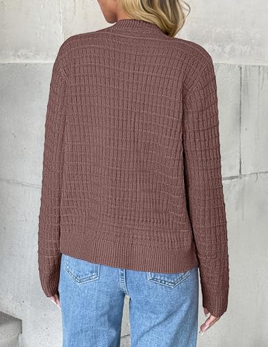 Image of Zeagoo Women's 2026 Cardigan Sweaters Button Down Crew Neck Open Front Long Sleeve Knit Cropped Jackets