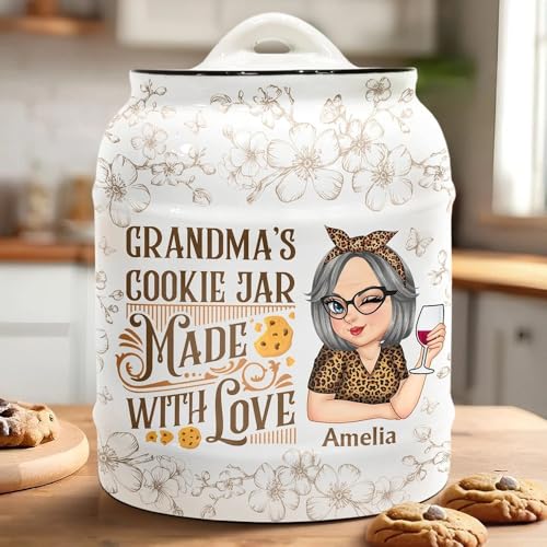 Personalized Grandma Cookie Jar Grandma's Cookie Jar Made With Love Cookie Jar Gift For Grandma Nana From Grandkis Daughter on Birthday Christmas