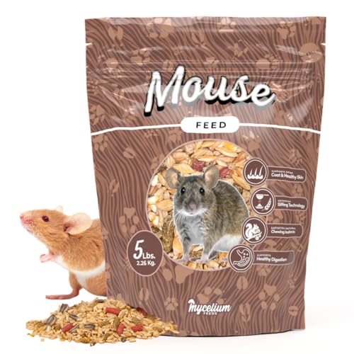 Mycelium Mouse Feed 5 lb Bag | Organic Mouse Food for Healthy Skin, Coat & Dental Care | High-Protein Balanced Nutrition with Vitamins and Minerals | Non-GMO & USA Made