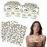 Lot de 4 feuilles de tatouages temporaires - Motif léopard - Amovibles - Pour Halloween, carnaval, fête - Décoration pour femmes, adultes et enfants