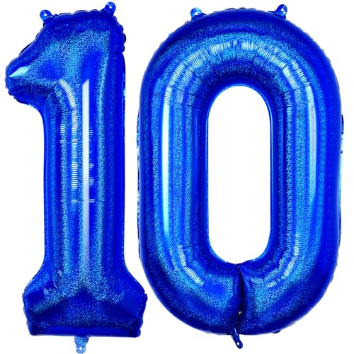 Image of Navy Blue Number 10 Balloon 40 Inch,Dark Blue 10 Balloons Number Big Large Mylar 10th Birthday Balloon for Birthday Party Graduation Anniversary Decorations