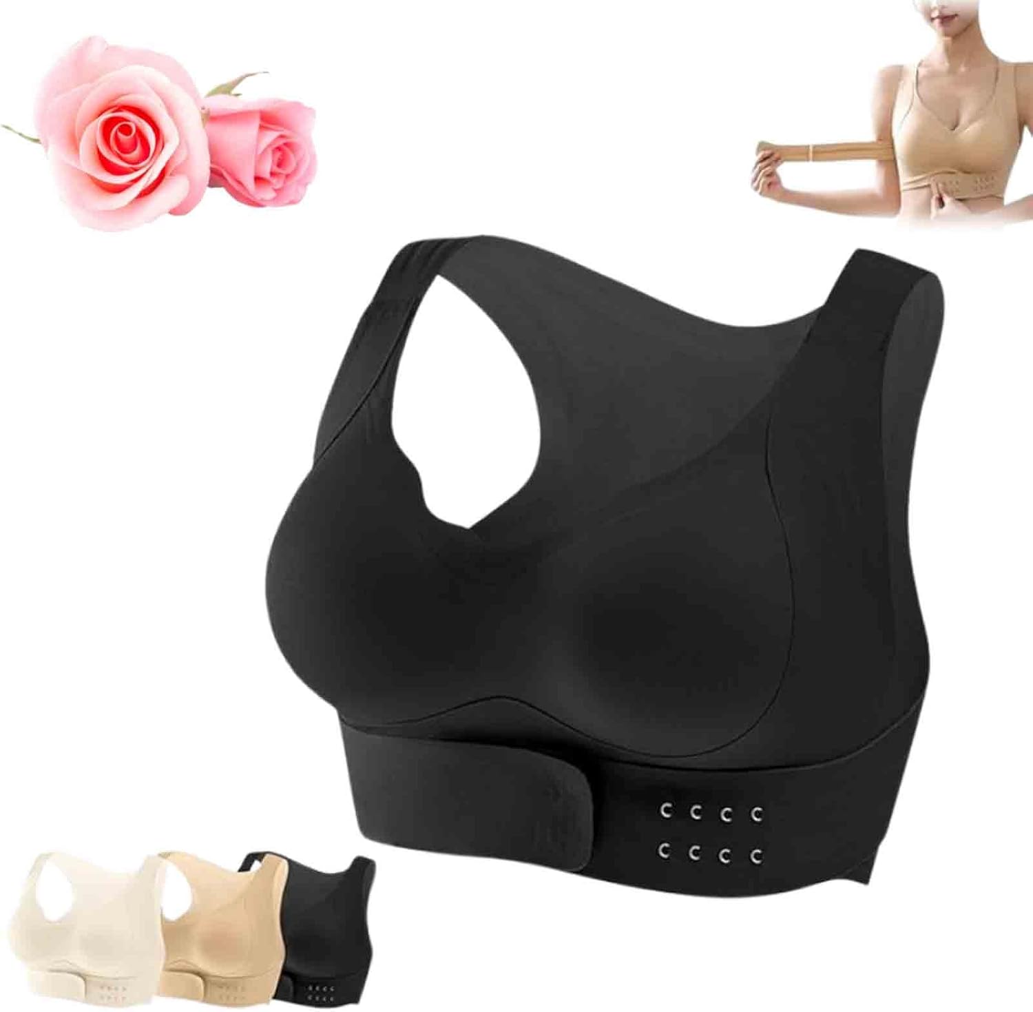 Arisefrom Front Buckle Lifting Correction Bra, Women Front Closure Bras, Seamless Front Buckle Cross Back Shaping Bra