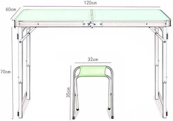 Folding Camping Table with Adjustable Height,(120Cm L X 60Cm W) with 4 Chairs Portable Foldable Picnic Tables for Outdoor Indoor Kitchen Garden, 3 Heights (53Cm/62Cm/70Cm)