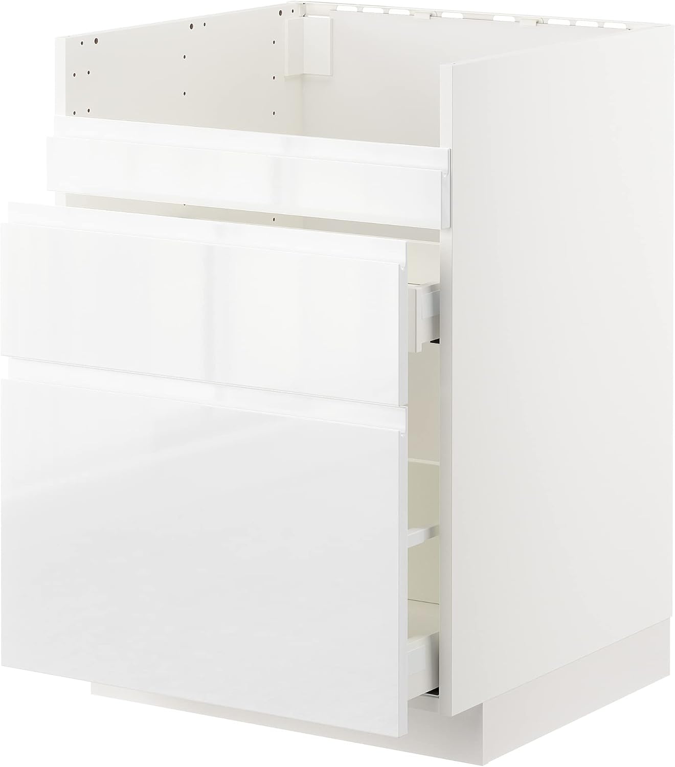 METOD Base cb f HAVSEN snk/3 frnts/2 drws, White Maximera/Boxtarp High Gloss/White, 60x60 cm