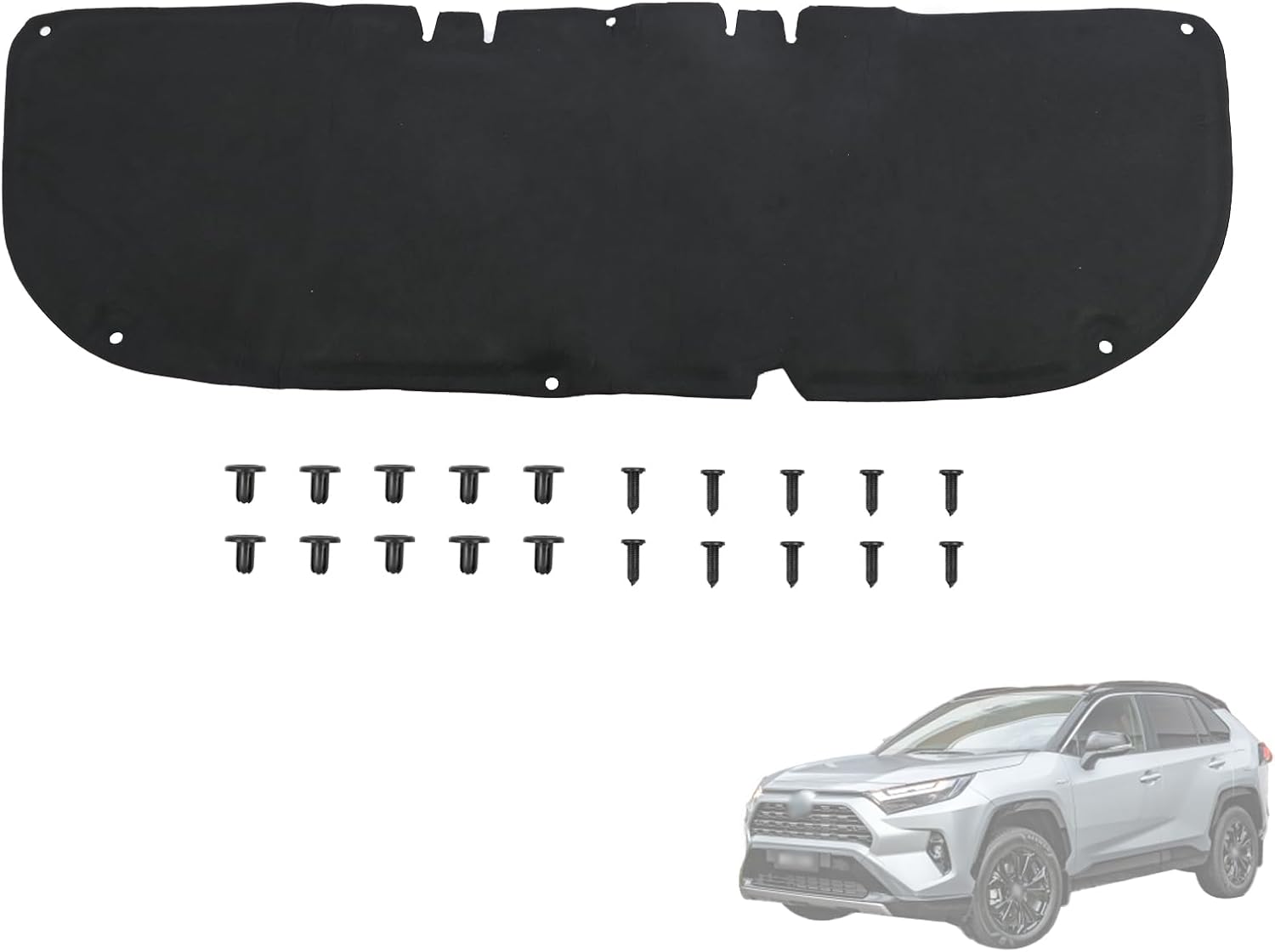 Front Engine Hood Sound Heat Insulation Cotton Pad 53341-0R060 53341-42100 Fit for Toyota RAV4 2019-2025 Noise Deaden Blanket Trim Accessories│Hood Liner Shield│Firewall Mat Pad Cover