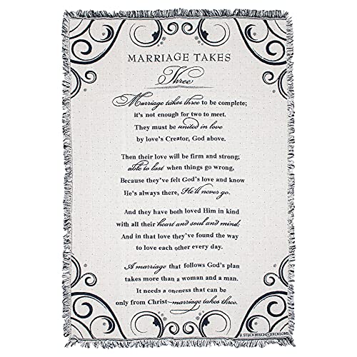 Dicksons Marriage Takes Three Black and White 52 x 68 All Cotton Tapestry Throw Blanket