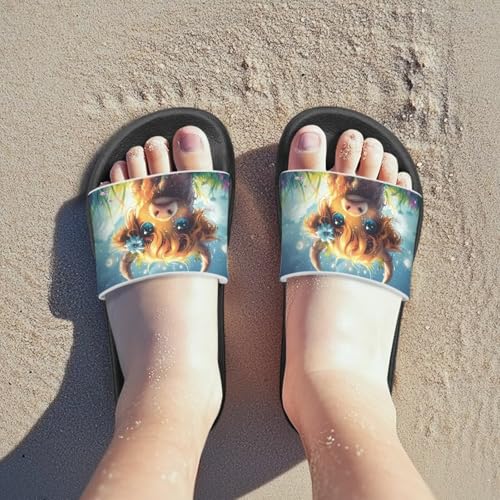 Image of Unisex Slides for Girls Boys Comfortable Slippers Slides Non-slip Shower Shoes House Fashion Thick for Indoor & Outdoor Gifts