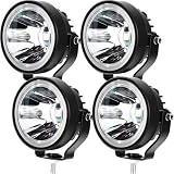 Copkim 4 Pack 4 Inch Round LED Lights 60W DC 12-48V LED Off Road Driving Fog Lights Waterproof Adjustable Mount Car Spotlight for ATV UTV SUV Pickup Motorcycle Truck Car Boat(White)