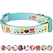 Blueberry Pet Essentials Multicolor Tulip Floral Print Adjustable Dog Collar in Pastel Blue, Small, Neck 12