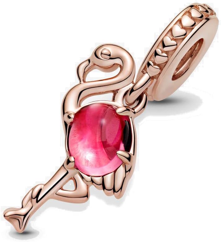 Pink Murano Glass Flamingo Dangle Charm 925 Sterling Silver Pendant,Jewelry Beads Gifts for Women Bracelet&Necklace A0194 - Image 2