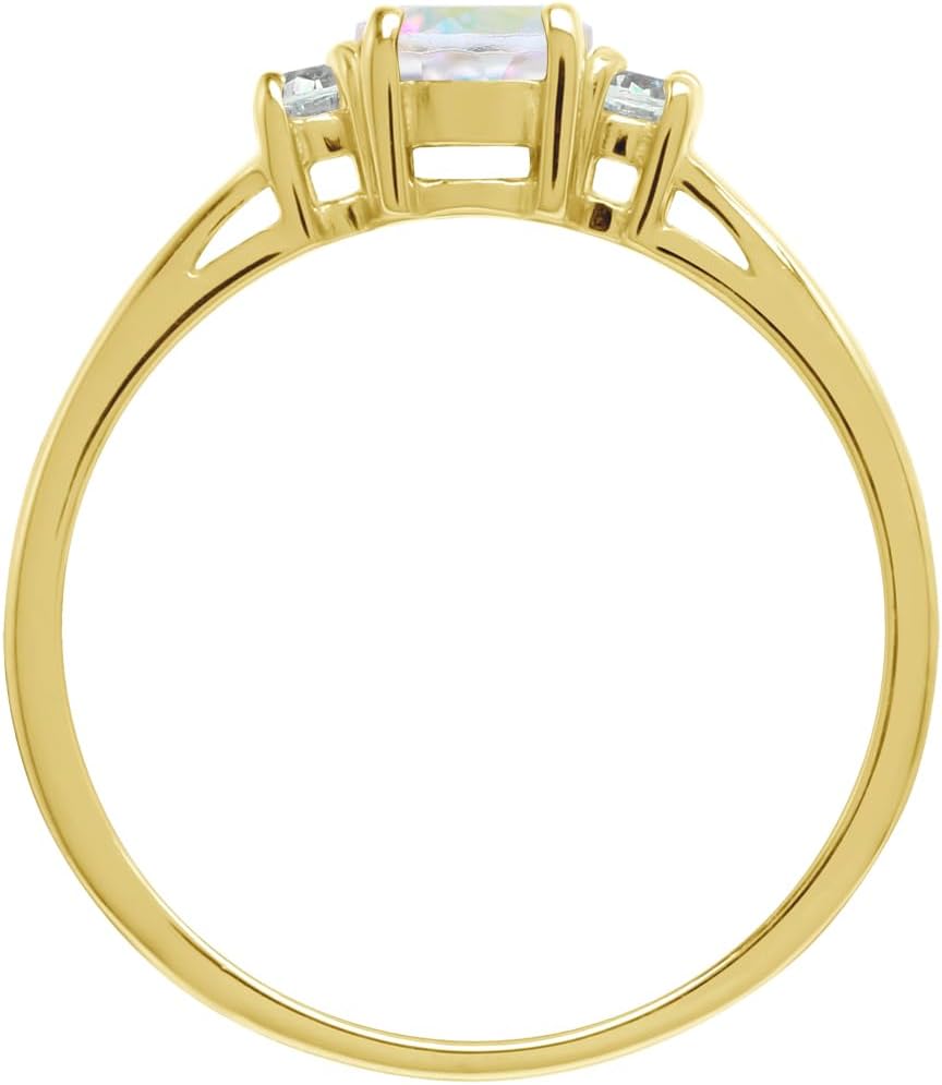 Silvershake Petite Design Round Shape Gemstone Birthstone White Gold Plated or Yellow Gold Plated 925 Sterling Silver Solitaire Promise or Engagement Ring Jewelry for Women - Image 4