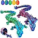 Tangdudu 2PC 23CM Dragón Impreso en 3D, Juego de Huevo de Dragón, Juguete Fidget de Dragón, Huevos de Pascua, Articulaciones Flexibles, Decoración del Hogar, Juguete de Escritorio