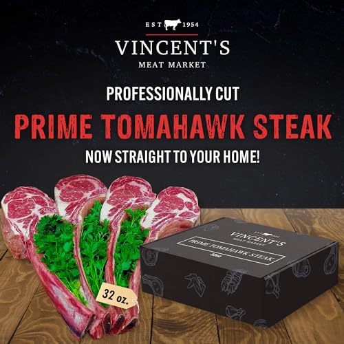 Vincent's Meat Market - Prime Tomahawk Steak Package, Juicy Ribeye Beef with Bone-In, Gourmet, Hand Cut and Trimmed, Restaurant Quality, Perfect for Grilling, Roasting, Premium Value, Rich Flavor, Butcher's Selection - 32 oz - Image 3