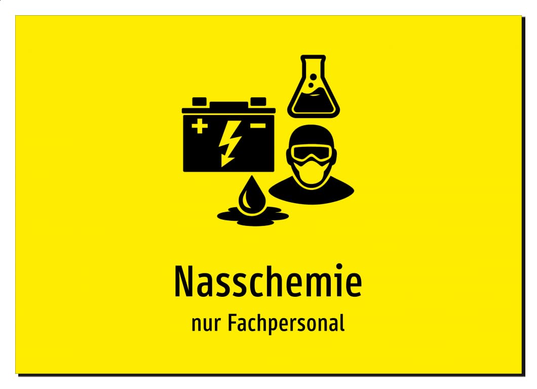 36192-DE-S-13 | Nasschemie - nur Fachpersonal | Aufkleber A2, 594 x 420mm | mit Symbolgrafik und Text