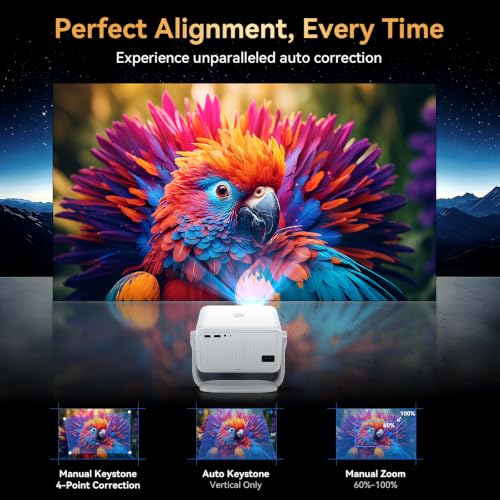 Image of Outdoor Projector with Netflix Built-in, 4K Support Smart Projector 3500 Brightness with WiFi and Bluetooth, Auto Focus & Keystone, 360Rotatable Stand Portable Movie Projectors for Home Theater