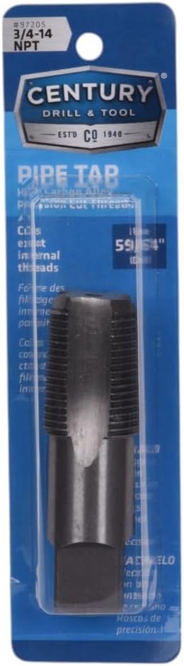 Century Drill & Tool 97205 Carbon Steel Pipe Thread Tap, 3/4-14NPT