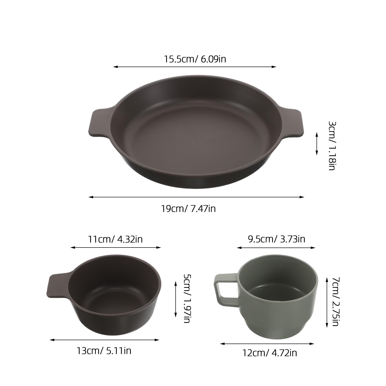 ifundom Ensemble de 9 Pièces de Vaisselle de Camping en Plastique : Bols, Plateaux, Tasses à Café Empilables, Assiettes Légères pour La Randonnée, Les Pique-niques, Les Barbecues, Les
