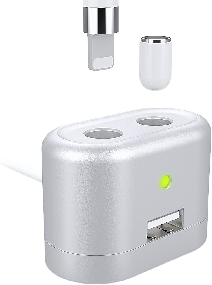 MoKo LED Charge Indicator Charging Stand Compatible with Apple Pencil 1st Gen, Aluminum Charger Dock Pencil Holder Fit iPad 6th 7th 8th 9th 10th Gen 10.5/12.9 Pro iPad Air 3rd/Mini 5th - Silver