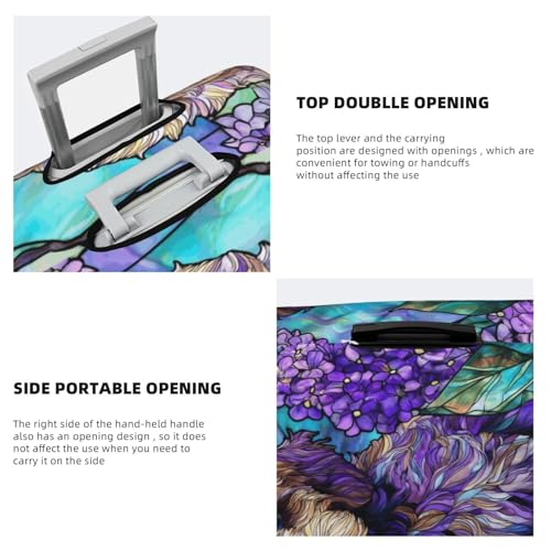 Stained Glass Cockapoo Dog Elastic Travel Luggage Covers Dustproof Scratch-Resistant Suitcase Protector Fit 22-24 Inch3