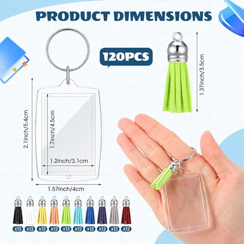 Image of Yaomiao Acrylic Photo Keychain with Tassel Clear Blank Custom Keychain Frame Holder Insert Picture Keyring Making Kit