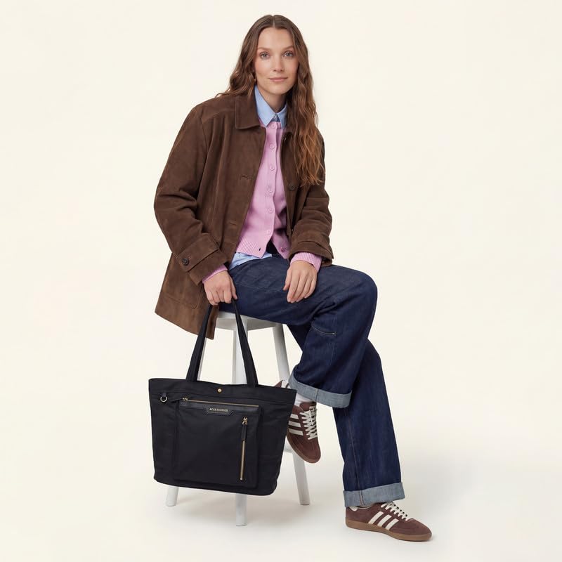 Image of Accessorize London Women's Black Siona Multi-Pocket Tote