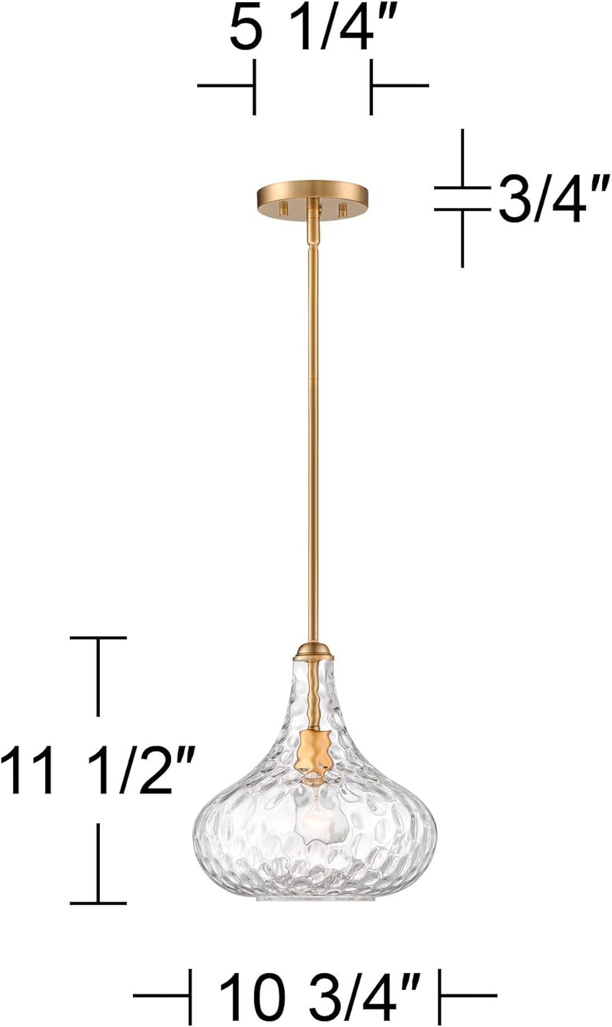360 Lighting Cora Plated Gold Mini Pendant Lighting 11" Wide Modern Clear Glass Shade Fixture for Dining Room House Entryway Bedroom Kitchen Island Hallway High Ceilings