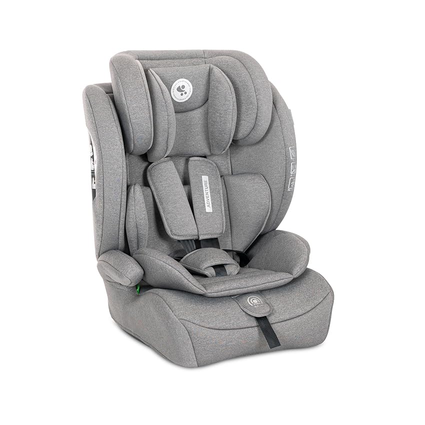 Lorelli Auto Kindersitz 9-36kg Adventure i-Size 76-150 cm, mitwachsender Autositz für Kinder, Babysitz, Autokindersitz, Einstellbare Kopfstütze, 5-Punkt-Sicherheitsgurt (Hellgrau)