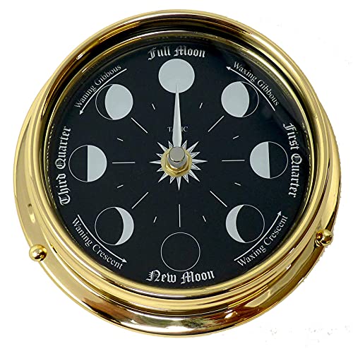 Tabic Prestige Solid Brass Moon Phase Clock With Jet Black Dial #TOP3