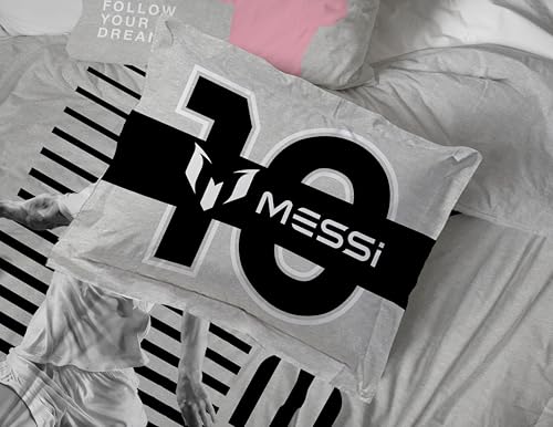 Image of Jay Franco Kids Comforter Set Includes Sheets and Pillow Cover - Soft and Cozy Bed Set for Stylish Room Decor, Grey - Messi, 7 Piece Queen