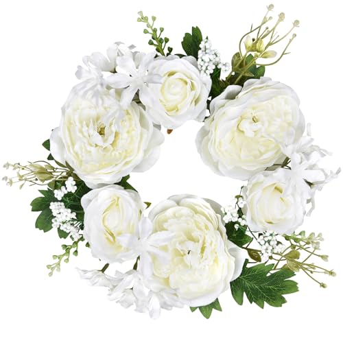 Lvydec 2 Pack Artificial Peony Flower Wreath - 11" Floral
