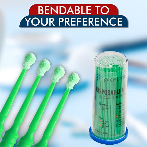 400 Regular Micro Applicator Brushes - Disposable Dental Microbrushes with Bendable Tip - Microswabs for Eyelash Extensions - Microbrush Applicator Sticks with Cotton Tip (Green, 4 Tubes of 100) - Thumbnail 4