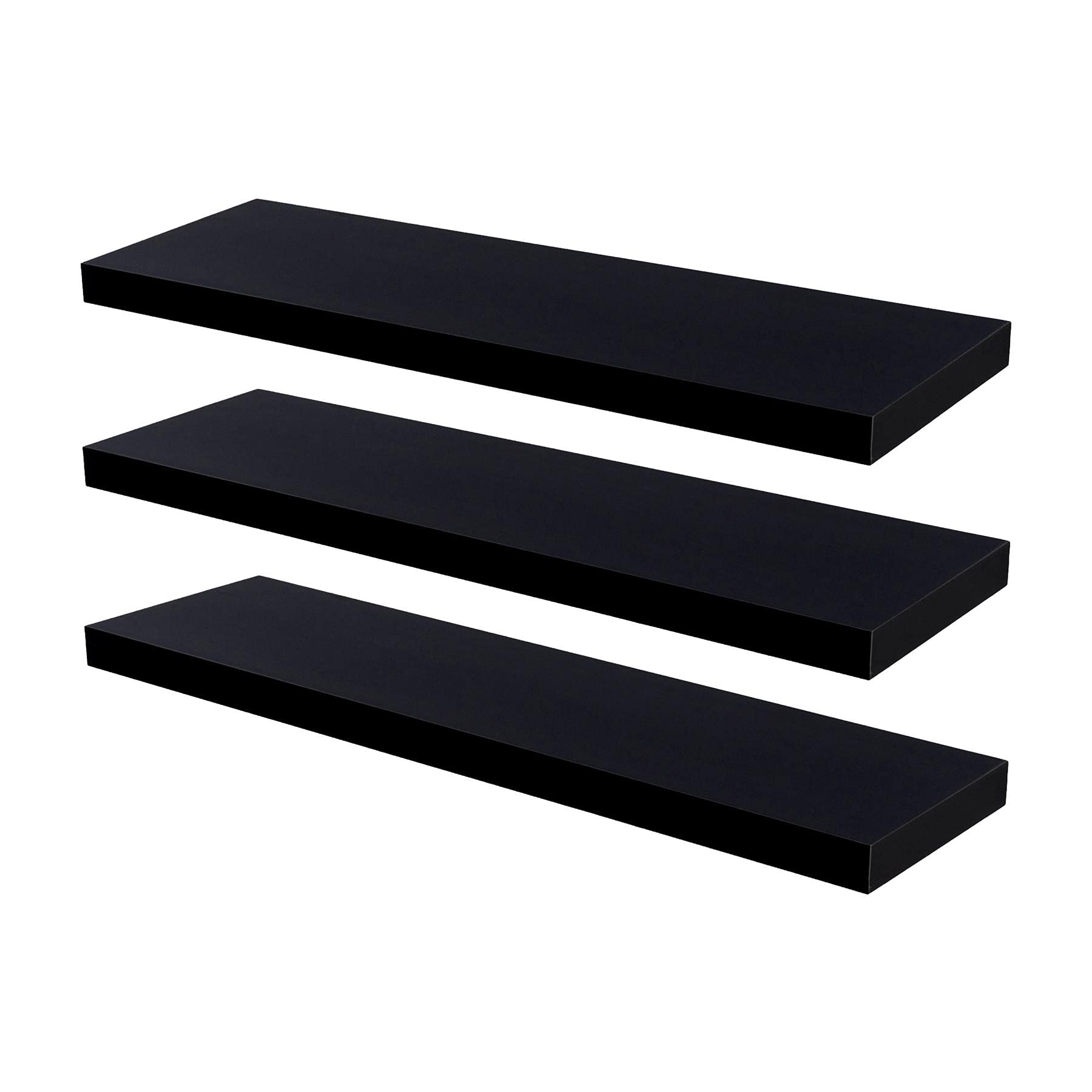 Harbour Housewares Modern Floating Wall Shelf - 100cm - Black - Pack of 6 - Photo Gallery Bookshelf Wall Shelves for Living Room Display, Bedroom, Office Storage