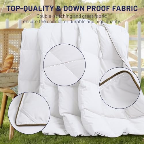 SNOWMAN Extra-Soft Down Blanket Queen, Lightweight Down Comforter with 8 Corner Tabs, Cooling Bed Comforter for Hot Sleepers, 18oz Fill Weight and Noiseless Down Proof Fabric (White, 90"x90")