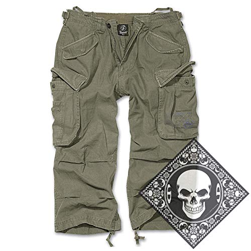 urbandreamz Industrie Vintage 3/4 Shorts Court Pantalons Bermuda BDU Shorts Cargo avec UD Bandana S-7XL - Olive, XL Cover