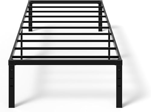 Miniatura 9 de Bonnlo Base de cama individual con plataforma metálica de 12 pulgadas, repuesto de base de colchón, soporte de listones de acero resistente, no
