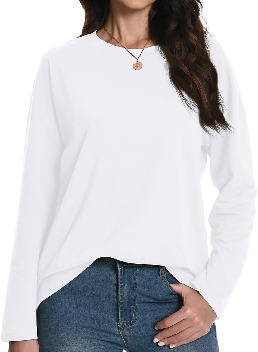 Auriviz Womens Long Sleeve Shirts Loose Fitted Crewneck Basic Tops Casual Tees Outfits Spring Clothes 2026