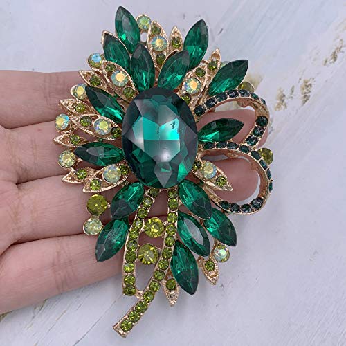 Image of SELOVO Big Large Flower Bow Brooch Scarf Decoration Brooch Pin Gold Tone