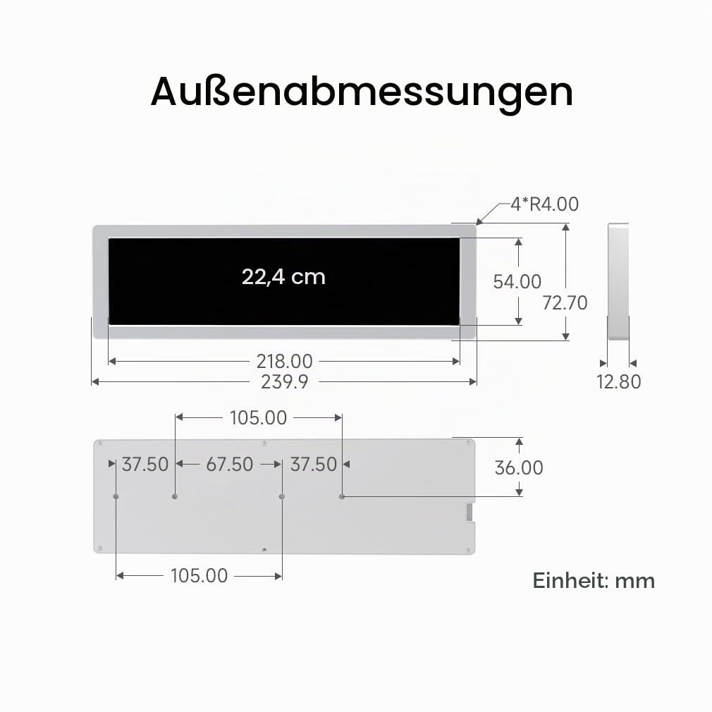 Waveshare 8.8inch USB Monitor 1920x480 Pixel AIO LCD Screen PC Case Secondary Screen Desktop RGB Ambient Screen IPS Panel with Music Spectrum Analysis Function Type-C Interface CNC Metal Case, Silver