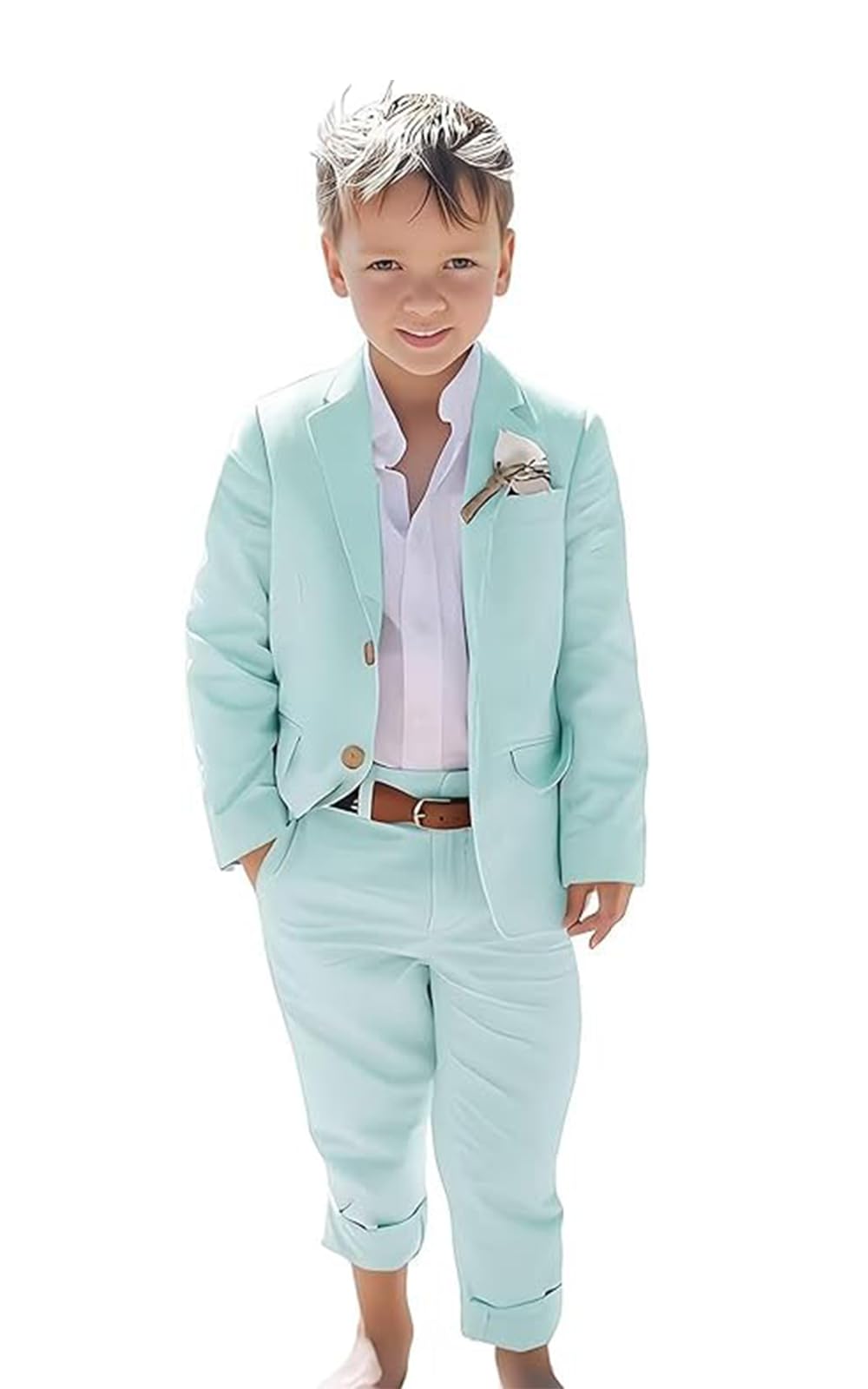 Leinenanzug für Jungen, 2-teilig, schmale Passform, Anzug für Sommer, Abschlussball, Smoking mit Jacke und Hose