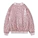 Yuji Itadori Girl's Baseball Sequin Jacket 80s 90s Vintage Coat Casual Fashion Long Sleeve Jackets (Pink 14T)