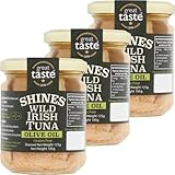 Wild Irish Albacore Tuna in Olive Oil - 3 x 185g - Low Carb - Ideal for Keto Diet - LCHF - Dolphin Friendly - Hand Filleted - No Gluten - High in Omega 3 - Low in Salt - by Shines