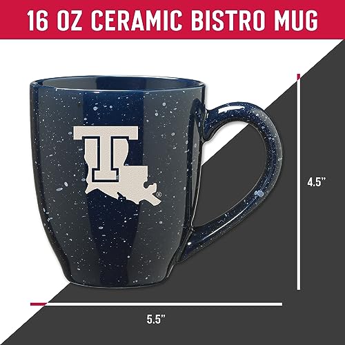 Image of Rico Industries NCAA Louisiana Tech Bulldogs Navy Blue Personalized 16 oz Team Color Laser Engraved Speckled Ceramic Coffee Mug