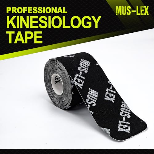 MUS-LEX Kinesiology Tape – Waterproof Sports Tape for Pain Relief & Muscle Support | Strong Adhesive, Breathable, Latex-Free, 2in x 16ft Roll | Athletic & Recovery Tape for Knee, Shoulder, Back