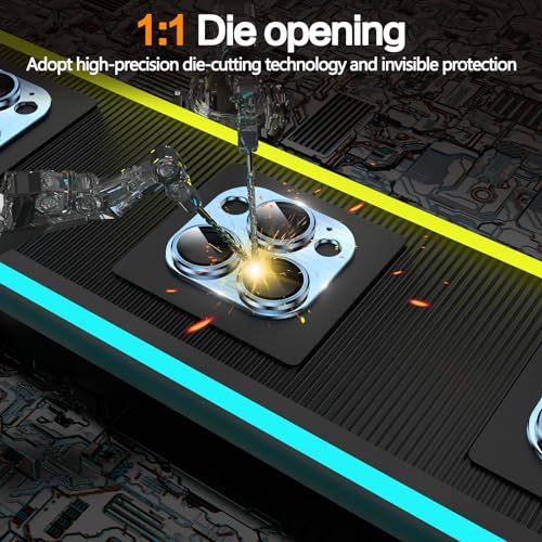 Image of YWXTW Designed for iPhone 13 Pro /iPhone 13 Pro Max Camera Lens Protector, 3D Alloy Metal and Tempered Glass Camera Screen Protector, Full Coverage Protection, 1 Pack (Sierra Blue)