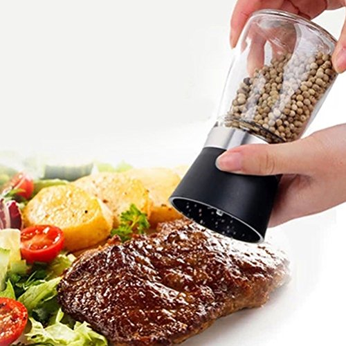 Bluesnail Manual Grips Glass Salt Pepper Grinder Seasoning Bottle (5.1", Black) #TOP4