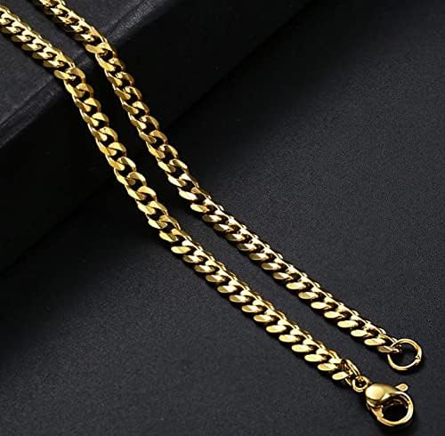 Stainless Steel Necklace, Solid Cuban Link Chain Necklace, Silver, Gold, Black, Color, Men Women Jewelry Gift