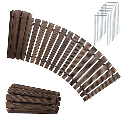 FayuuGem 8FT Wooden Garden Pathway, 17" W Roll Curved Outdoor Walkway?Weather-Resistant Non-Slip Hardwood Walkway Pavers for Garden, Backyard, Beach, Wedding Party Pathways (Brown)