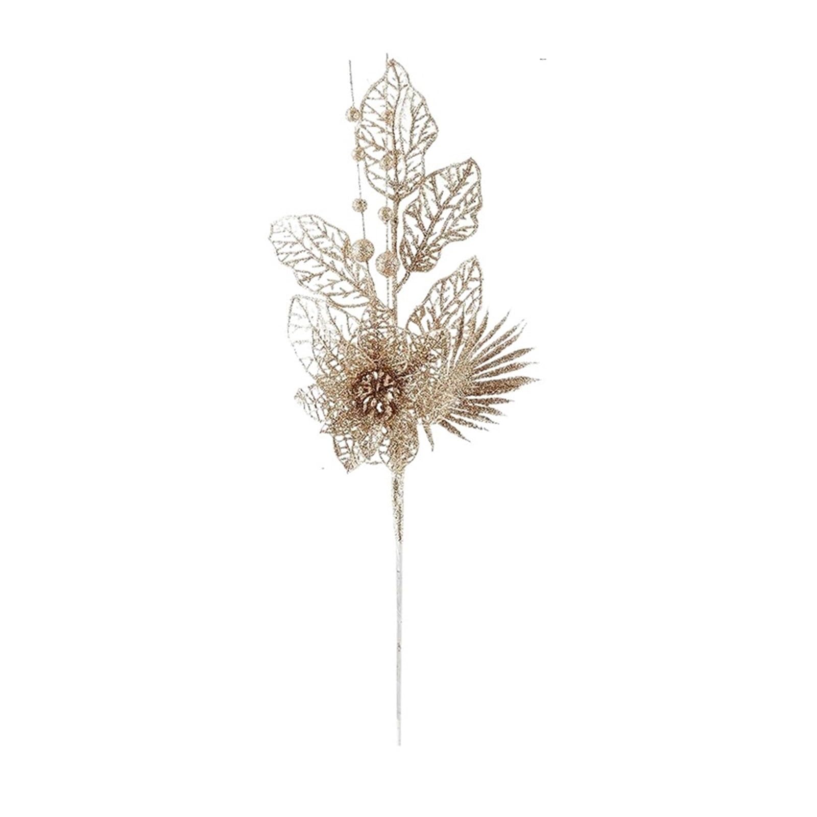 Casetlong 3Pcs Artificial Flowers Bouquet 40CM Tree Ornament For Home Decor Decoration Garland Accessory(Champagne Gold)
