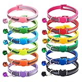 AZULDIMEN 12 Collares para Gatos con Campanas, luz Reflectante, Material de Nailon, Collares de tamaño Ajustable para...